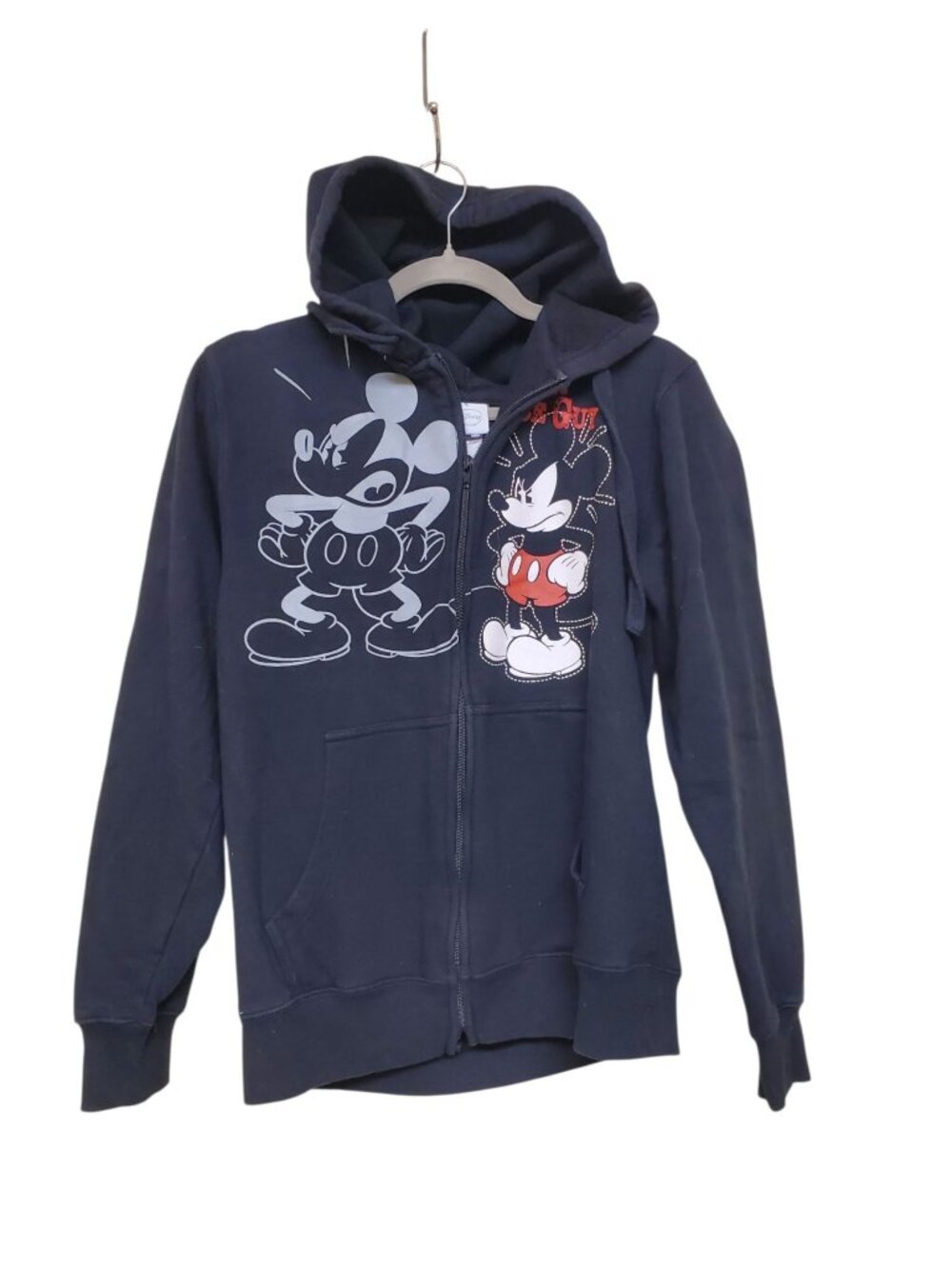 Disney Mickey Mouse No More Mister Nice Guy Men's Black Zip Up Hoodie Size S